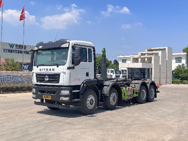 重汽汕德卡8x4鉤臂車(chē)｜SGZ5310ZXXZZ6型車(chē)廂可卸式垃圾車(chē)｜移動(dòng)式壓縮垃圾站轉(zhuǎn)運(yùn)車(chē)｜垃圾轉(zhuǎn)運(yùn)車(chē)